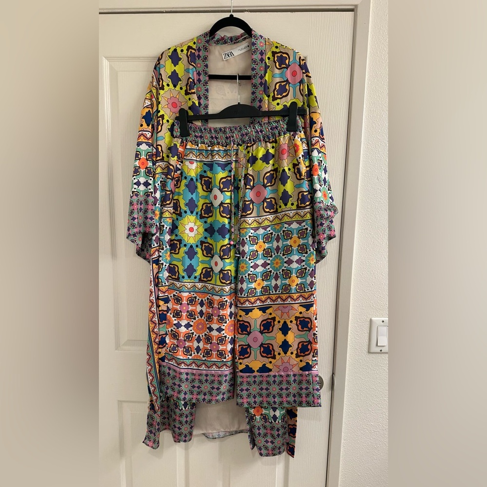 Zara Multicolor Patterned Women's set kimono+pants